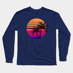 Synthwave - Vaporwave - California - Florida - 80s - Purple, Pink, & Orange Long Sleeve T-Shirt